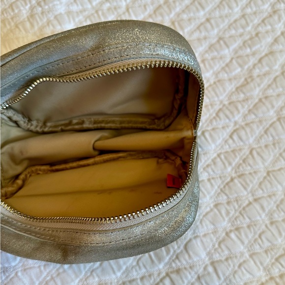 Tory Burch - cosmetic case - silver brushed suede - Picture 7 of 11